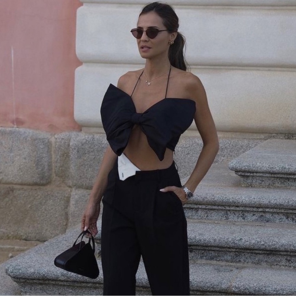 NWT Zara Bow Top Black LIMITED EDITION Size Small